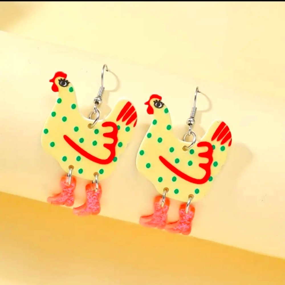 Chicken with Boots Earrings